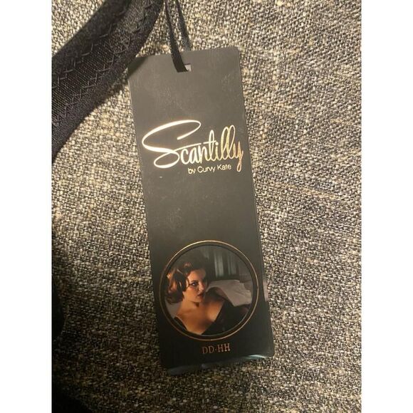 Scantilly 38K peek a boo lace Bra NWT Black Plunge Sheer Strappy Sexy Elegant - Picture 8 of 14